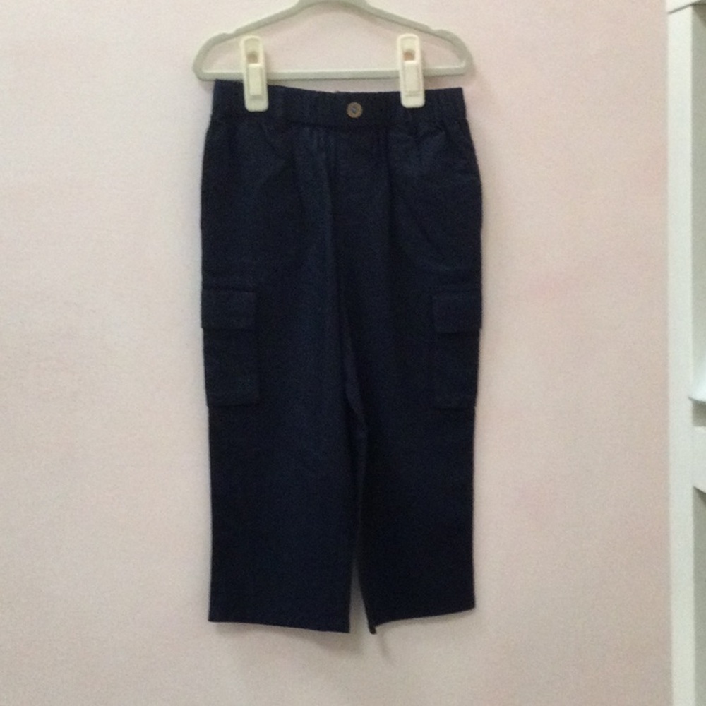 Navy Cargo Pocket Cropped Pants